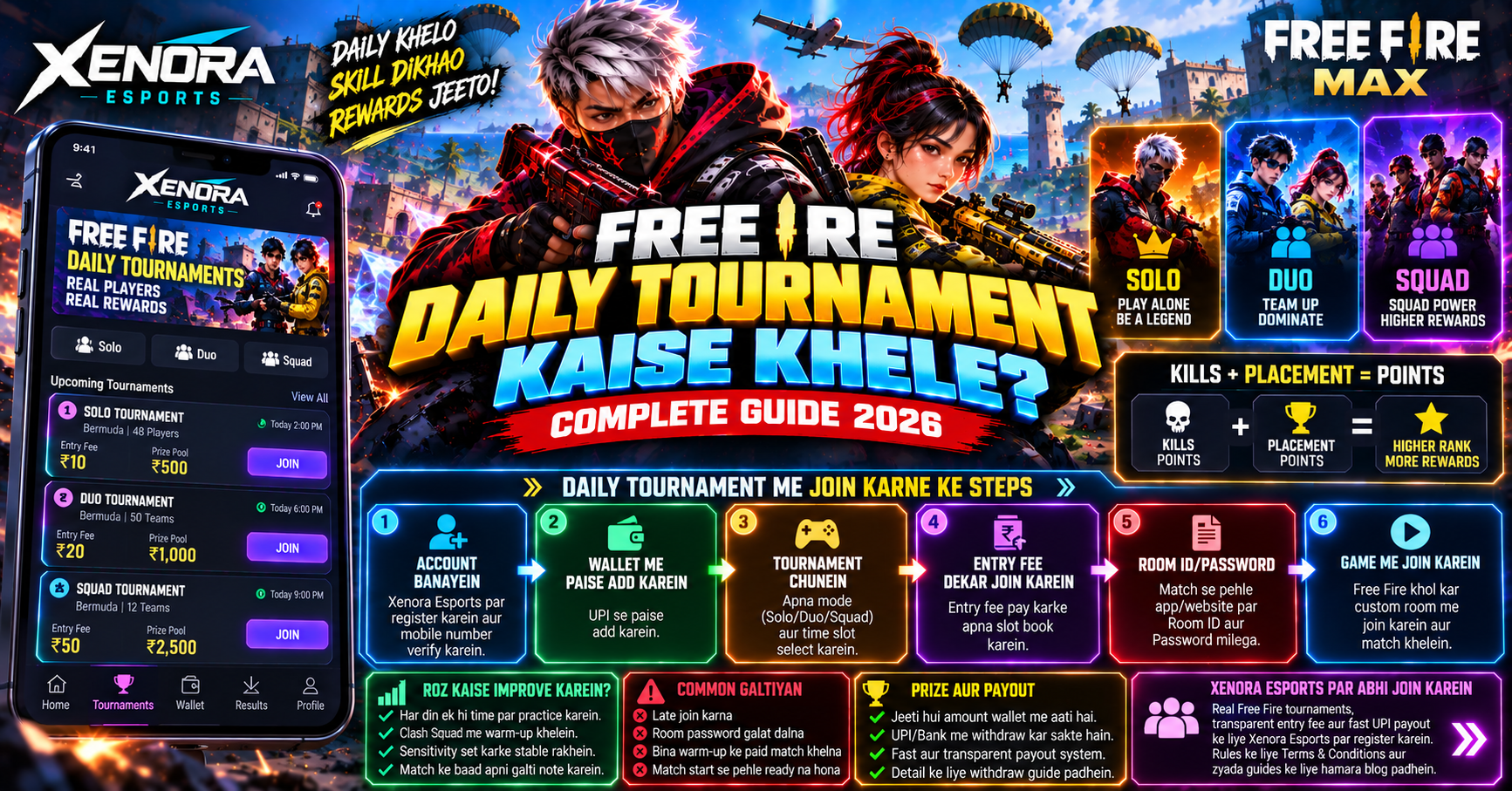 Free Fire Daily Tournament Kaise Khele? Complete Guide 2026