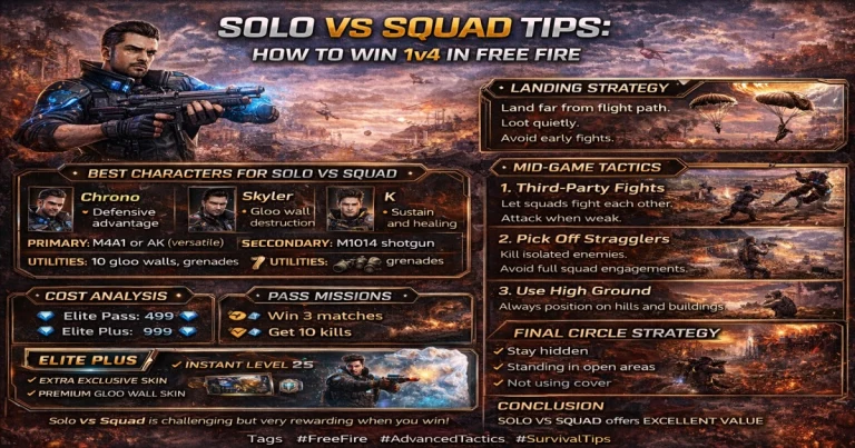 Solo vs Squad Tips: How to Win 1v4 in Free Fire
