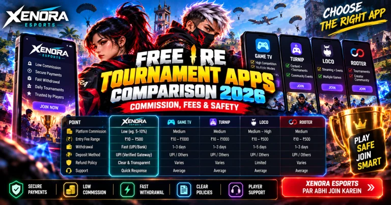 Free Fire Tournament Apps Comparison 2026: Commission, Fees & Safety